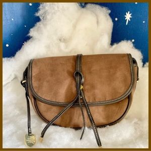 London Fog brown suede crossbody bag